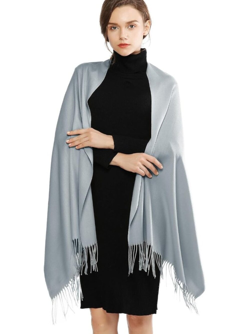 Women's Dull Blue Wedding Bridal Scarf Pashmina Shawls Long Large Scarves